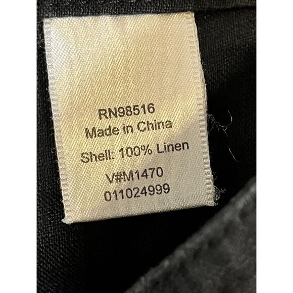 Coldwater Creek Linen Pant 16 Black Belted Neutral Classic Chic Preppy - Picture 10 of 12